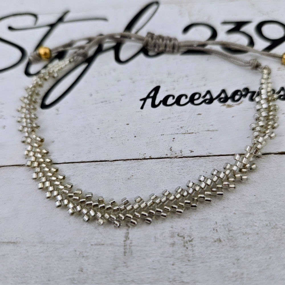 Miyuki Silver Adjustable Bracelet